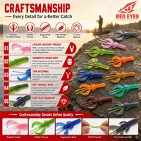 Leurre souple en caoutchouc pour crevettes et écrevisses, pour la pêche au bar et au marlin, avec paillettes translucides bicolores, 11 couleurs, hameçons citrouille