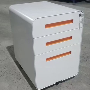 خزانة فولاذية متحركة موفرة للمساحة قابلة لتعديل الارتفاع مع 3 أدراج وعجلات - Product Image 1