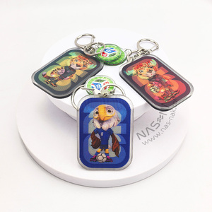 Wholesale Custom Acrylic 3D Lenticular Holographic <b>Keychain</b> Bag Pendant Small Accessories with Mascot and Football - Product Image 2