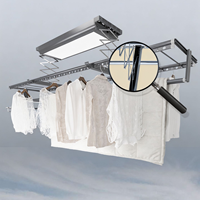DA10 Séchoir à linge électrique intelligent mural silencieux avec moteur DC, tiges télescopiques et LED pour balcon