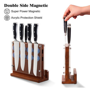Acacia legno doppio lato coltello da cucina organizzatore universale magnetico coltello acrilico scudo parete include <span class=keywords><strong>Roll</strong></span> Bag - Product Image 2