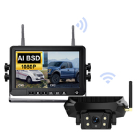 Kit de caméra de recul sans fil solaire 9 pouces avec détection IA BSD, enregistrement DVR 512 Go, affichage partagé 2 voies, base magnétique, installation facile