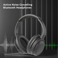 Headphone Qualcomm Bluetooth 5.3 ANC dengan Layar Digital, Peredam Kebisingan Aktif, Nirkabel, Over-Ear