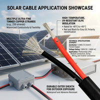 Câble solaire en cuivre pur certifié 3C 1000V 2,5mm² 4mm² 6mm² 10mm² 16mm² Fil photovoltaïque isolé XLPE pour ferme solaire