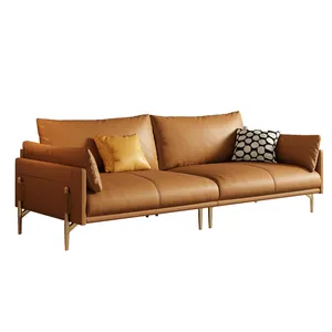 Mobiliário nórdico de luxo moderno, sofá de couro com design simples, adequado para móveis de sala de estar e moderno