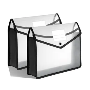 문서 용 플라스틱 확장 파일 폴더 분할기 없음 스냅 폐쇄 안전 저장소가있는 대용량 투명 봉투
