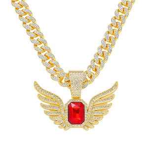 Collar de Alas Cuadradas con Pedrería Estilo Hiphop, Chapado en Oro y Plata, para Hombre, Joyería de Moda al por Mayor - Product Image 6