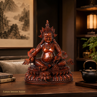 Statue de Jambhala tibétaine de la prospérité, faite à la main, en cuivre moulé, plaqué bronze, polie, finition rouge antique, directement de l'usine