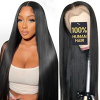Perruques sans colle prêtes à porter en cheveux naturels, pré-épilées, pré-coupées, densité 180, lisses