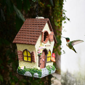 Waterdicht Wit Huis Vogelhuisje Ornament Voor Buiten Binnenplaats Tuin Balkon Hars Desktop Decoratief Opknoping Ornament Voor - Product Image 3
