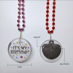 Đảng Nhà cung cấp <span class=keywords><strong>LED</strong></span> Acrylic <span class=keywords><strong>Pin</strong></span> huy hiệu biểu tượng tùy chỉnh nhấp nháy đồ trang sức đính cườm <span class=keywords><strong>LED</strong></span> vòng cổ - Product Image 6