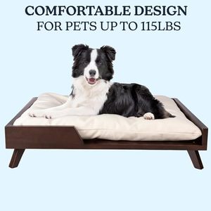 Lit surélevé pour chien de luxe, design haut de gamme, respirant et rafraîchissant pour l'été, avec coussins amovibles en forme de U - Product Image 1