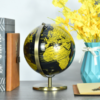 Globe Terrestre Rotatif Rétro en Métal 20 cm, Carte du Monde de Luxe de Haute Qualité, Décoration Vintage pour Bureau et Maison