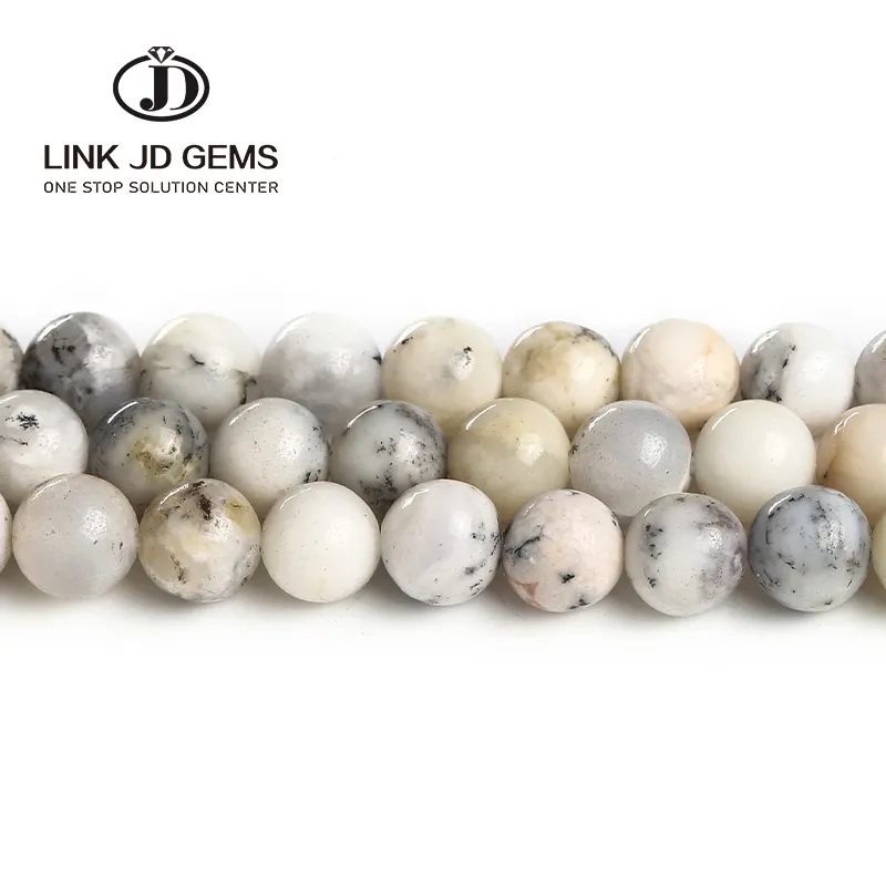 JD Großhandel natürliche weiße australische Opal runde lose Perlen für Schmuck herstellung DIY Mode Armband Pick Größe 6 8MM Strand 15"