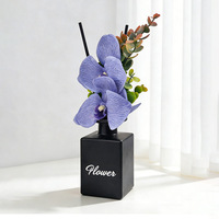 Diffuseur de parfum en verre noir mat de luxe, fleur artificielle d'orchidée, diffuseur d'aromathérapie pour la décoration de la maison, cadeau de mariage