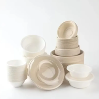 Bols jetables écologiques avec couvercles, bols ronds en bagasse, biodégradables, compostables, bols à emporter, vente en gros