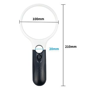 Loupe portative avec lentille en résine de 100 mm et 3 lumières LED pour la lecture et l'utilisation en extérieur - Product Image 3