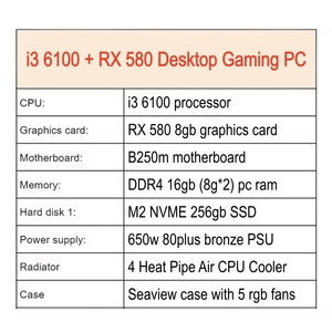 Rebuilt Gaming <b>Pc</b> i3 6100 with 580 Graphics Card Ram 16g 240gb Ssd Officegaming Desktop <b>Pc</b> Computer B250 <b>PC</b> motherboard - Product Image 2