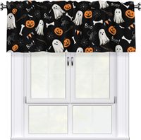 Rideaux de fenêtre d'Halloween effrayants avec imprimé fantôme mignon et citrouille Jack O'Lantern, pour cuisine, personnalisables