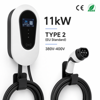 Chargeur mural pour véhicule électrique IP65 norme européenne 380v 32A 11KW 22KW avec câble de 5M et 12 protections de sécurité, station de recharge murale pour Tesla