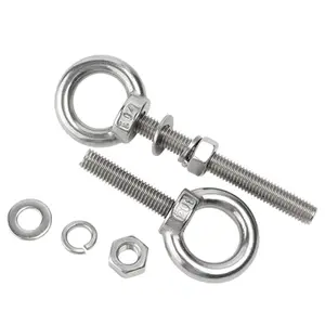 M6*40mm Stainless Steel Long Lifting Eye Bolts with Washer and Nut Shank Nut