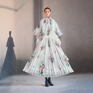 Falda larga plisada con estampado Floral y cuello levantado para mujer de estilo étnico, elegante, transpirable, Maxi Natural de otoño - Product Image 3