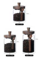 Ensemble de 3 récipients hermétiques modernes pour aliments et café avec couvercle en bambou et cuillère, pot d'organisation pour épices pour la cuisine et les placards de la maison