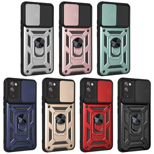 Rubber 2 in 1 shockproof slide camera window phone cover for Samsung A53 A73 A52 A72 car holder kickstand phone case