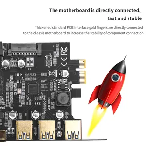 TISHRIC PCI-E 1X To 2 Ports Type-c 3ports Usb3.0 Expansion Adapter Board PCI Controller Add On Cards With PCIE 1/4/8/16X Card