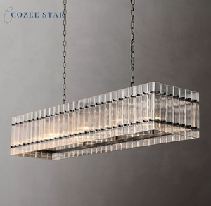 Lustre en verre moderne <span class=keywords><strong>San</strong></span> <span class=keywords><strong>Marco</strong></span> avec pendentifs lustres rectangulaires LED noirs Installation de projet de lampe suspendue à hauteur réglable - Product Image 1