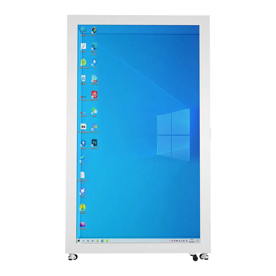 Máquina de publicidad transparente, Monitor de pantalla Lcd de 86 pulgadas, 98 pulgadas, caja de gabinete Lcd transparente, escaparate de pantalla táctil