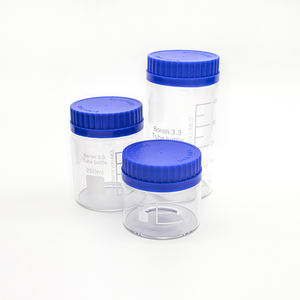 Transparente Borosilikat-Glasflaschen mit Weiter Öffnung und Blauem Schraubverschluss Graduierte Großvolumige Labor-Reagenzfläschchen - Product Image 1