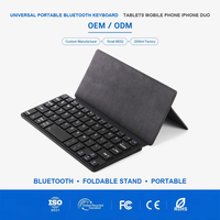 Étui universel portable rechargeable en cuir PU avec béquille pour tablette, téléphone, iPhone, clavier Bluetooth Duo K18