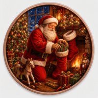 Pièces de monnaie en cuivre à haute relief 5 oz .999 Cuivre pur Rond Père Noël Cheminée Chaussette de Noël Pièces de monnaie en cuivre avec impression UV colorée