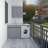 Meuble de lavage mural moderne en acier inoxydable écologique pour machine à laver sur balcon, taille personnalisée, avec rangement
