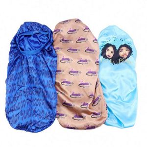 Bonnet de nuit et de protection capillaire long en satin avec logo personnalisé et queue ajustable pour femme adulte, idéal pour une utilisation quotidienne en extérieur, toutes saisons - Product Image 1