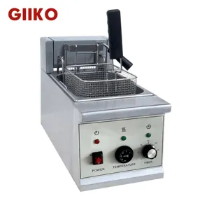 Mesin penggorengan kentang goreng otomatis 8L, alat penggoreng meja Mini untuk menggoreng makanan ringan