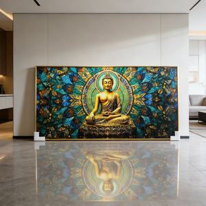 Nouvelle décoration murale, décoration de salon, art moderne, statue de Bouddha islamique, impression personnalisée, peinture en porcelaine 3D LED en cristal - Product Image 5