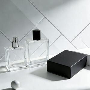 Custom Luxury Empty Clear 30ml 50ml <b>100ml</b> Fragrance Perfume <b>Glass</b> <b>Bottle</b> Square Cosmetic Spray <b>Bottle</b> With Box - Product Image 1