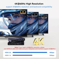 Commutateur KVM HDMI USB 2 ports pour 2 ordinateurs, partage 1 moniteur et clavier/souris avec contrôleur filaire, 4K 60Hz, Plug & Play
