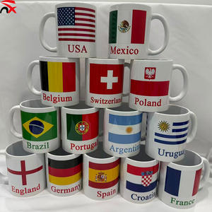 Vente en gros de tasses à eau en céramique de 300ml avec drapeau de pays personnalisé tasses à café pour la maison et l'école - Product Image 1