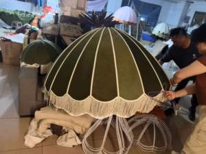 Abat-jour vintage en velours, style rétro festonné et frangé, pour <span class=keywords><strong>lampe</strong></span> de table, lampadaire, décoration intérieure et mariage - Product Image 1