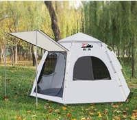 Tente de camping six côtés pliable portable pour l'extérieur, randonnée, résistante à l'eau, épaissie, ensemble complet d'équipement, en tissu Oxford