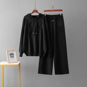 Completo Casual Blu di Nicchia Ricamato in Due Pezzi Tuta con Cappuccio e Pantaloni Lunghi Ropa De Mujer Roupas Femininas Da <span class=keywords><strong>Moda</strong></span> - Product Image 6