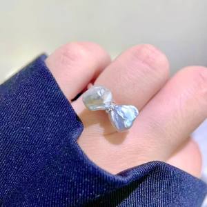 อุปกรณ์ทำเครื่องประดับมุก DIY 10537 แหวนเงินแท้ S925 แฟชั่นทันสมัย เครื่องประดับเงิน ลูกปัดขนาด 8-10 มม. ขนาด 6 มม. 8 มม. พร้อมฐานเปล่า - Product Image 1