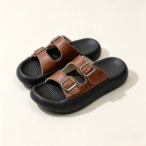 Sandales d'été pour hommes en cuir imprimé croco à double boucle, respirantes, antidérapantes, à plateforme épaisse, décontractées, pour l'extérieur - Product Image 5