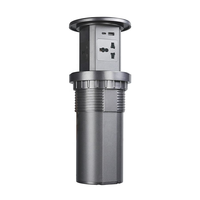 Enchufe Emergente Impermeable IP55 con Cargador Inalámbrico y Torre de Enchufes Integrada con USB para Cocina/Escritorio/Encimera, Enchufe UK, Negro