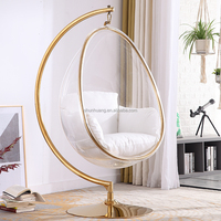 Fauteuil suspendu œuf transparent en acrylique doré pour extérieur, patio, jardin, chambre, mobilier moderne en métal
