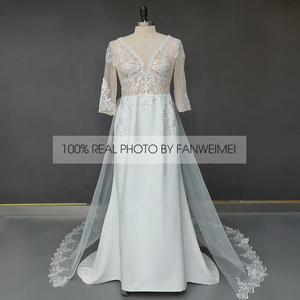 <span class=keywords><strong>Vestido</strong></span> <span class=keywords><strong>de</strong></span> <span class=keywords><strong>novia</strong></span> <span class=keywords><strong>de</strong></span> manga corta con escote triangular, traje <span class=keywords><strong>de</strong></span> boda bohemio con cola y Espalda descubierta, <span class=keywords><strong>para</strong></span> <span class=keywords><strong>playa</strong></span>, 10565 #<span class=keywords><strong>2021</strong></span> - Product Image 6
