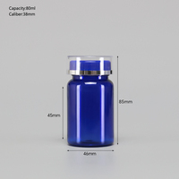 Bouteilles en plastique PET transparent bleu pour pilules et comprimés, 80 ml, 120 ml, 150 ml, 200 ml, directement de l'usine